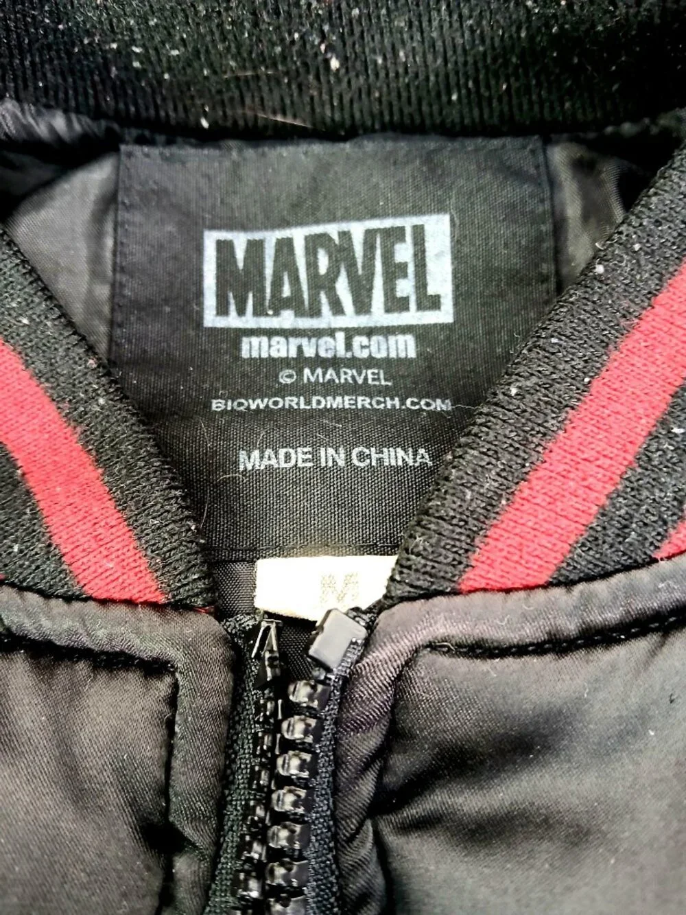 Marvel Deadpool Black & Red Bomber Jacket With Embroidered Graphics Medium Size